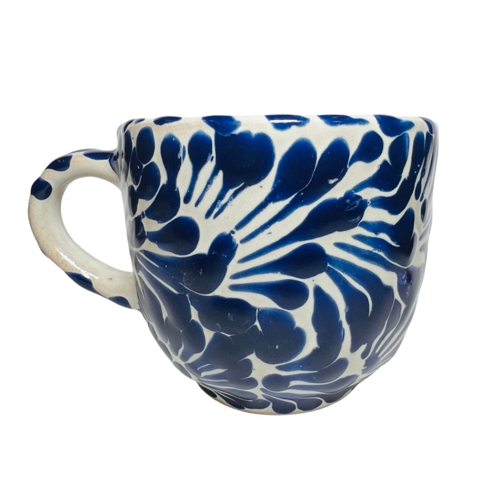 white and blue Puebla design ceramic mug