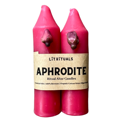 Pink Aphrodite Beeswax Altar Candles pair - Small