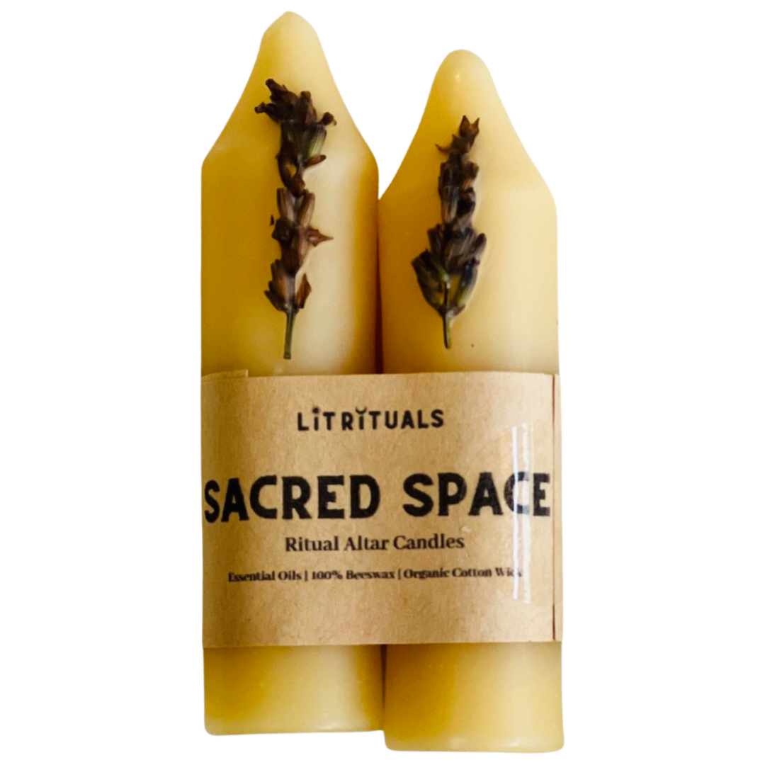 Ivory colored Sacred Space Beeswax Altar Candles - Small