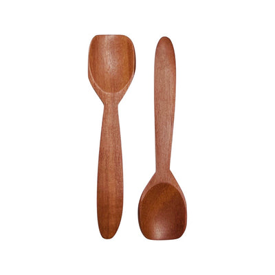Two condiment wooden spoons.