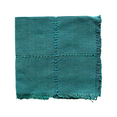 Forest Green Handwoven Cotton Napkin quarter folded