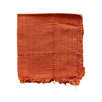 Sienna colored Handwoven Cotton Napkin quarter folded