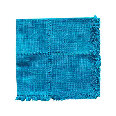 Teal Handwoven Cotton Napkin quarter folded