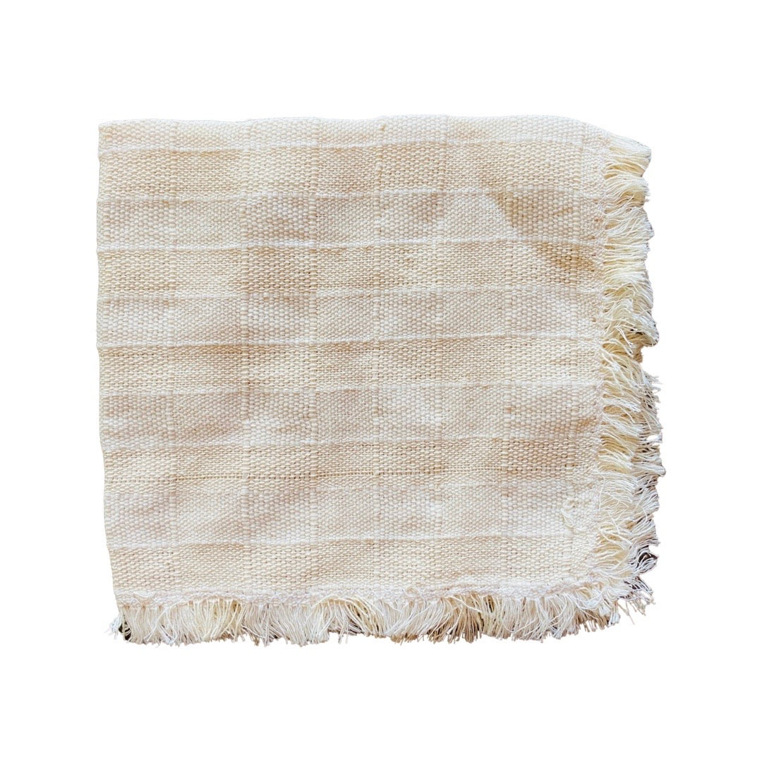 Offwhite colored Handwoven Cotton Napkin quarter folded- color code: Natural 2