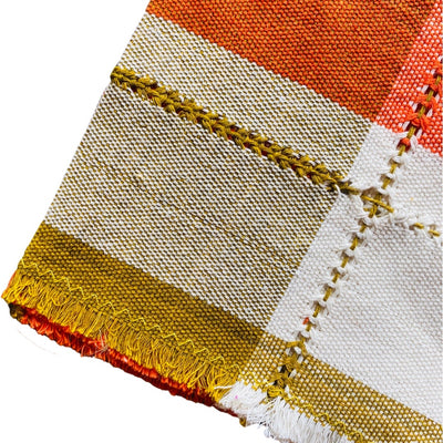 Handwoven Cotton Napkins - Orange/Neutral Plaids enhanced view of details