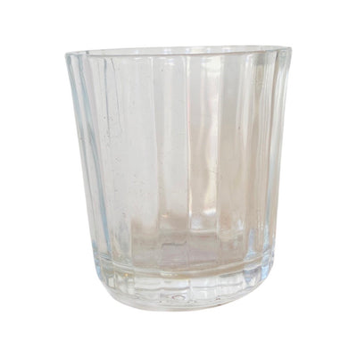 clear shot glass with vertical ridges