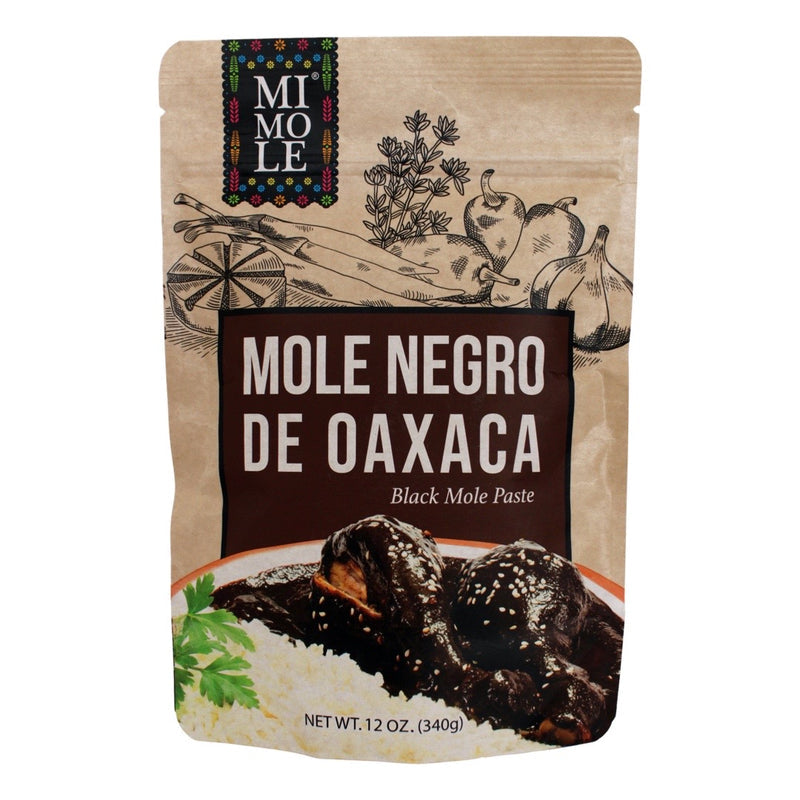 Front view of Mi Mole - Mole Negro De Oaxaca in brown branded ziploc style pouch