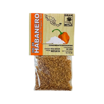 front view of Sal De Habanero in clear plastic pouch with branded packaging