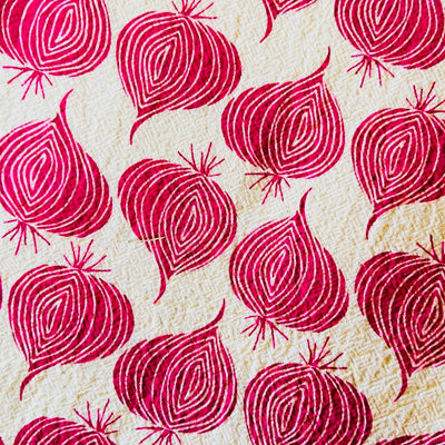 enhanced view of Red Onion Tea Towel printed graphic