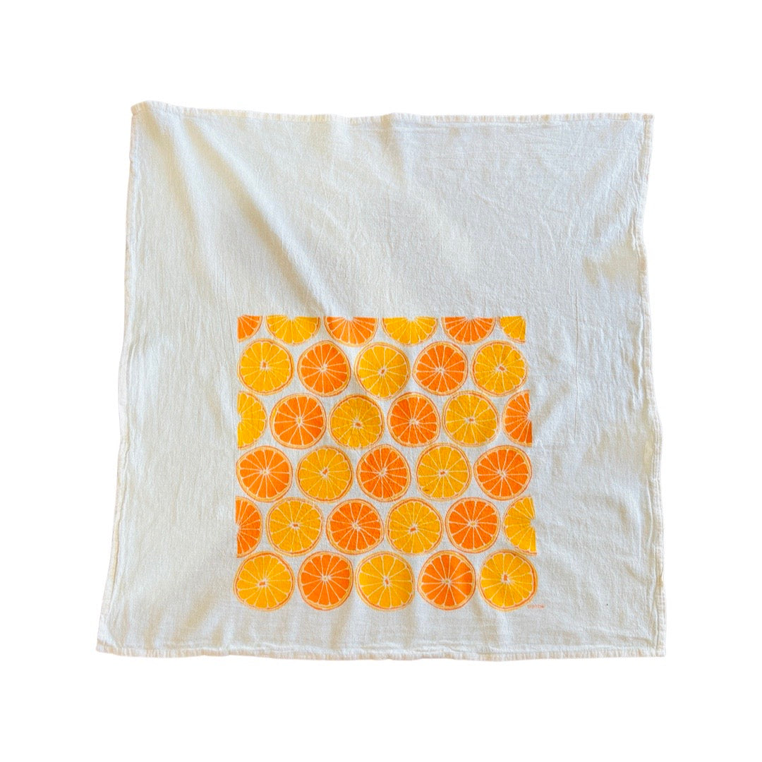 Oranges Tea Towel unfolded & laid flat