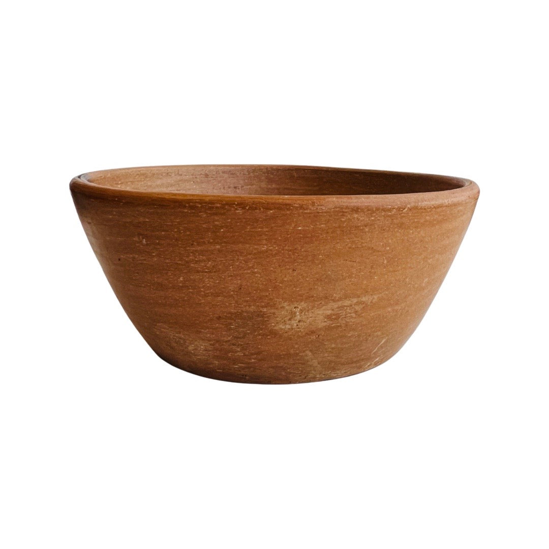 front view of Red clay tapered bowl.
