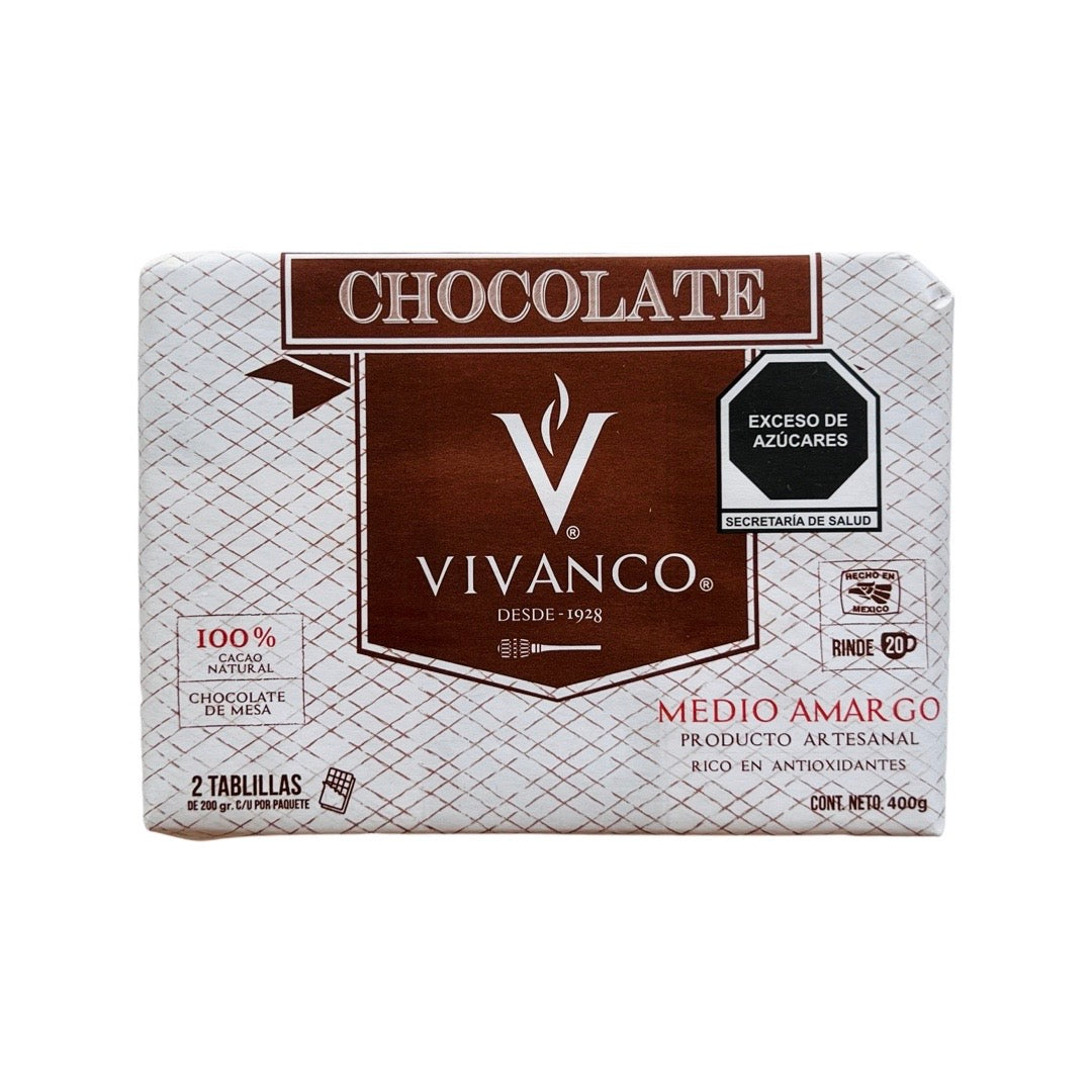Top view of Vivanco Mexican Chocolate - 50% Cacao (Semi-Bitter) in branded paper packaging
