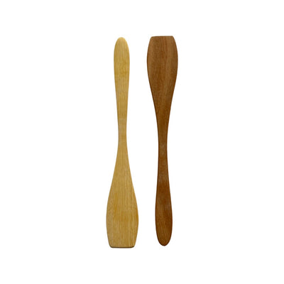 Two mini condiment wooden spatulas. 