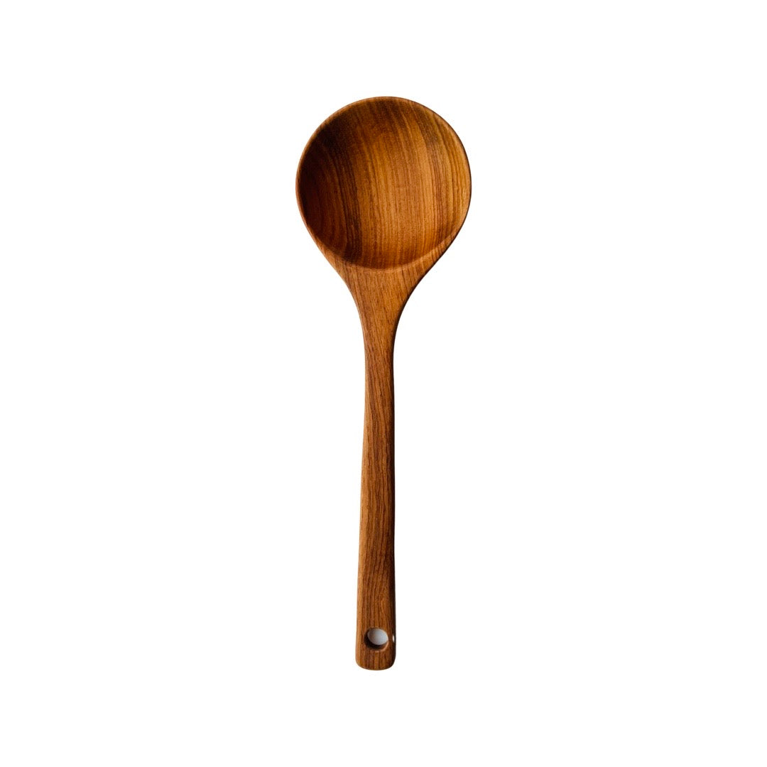 Round wooden cooking spoon.
