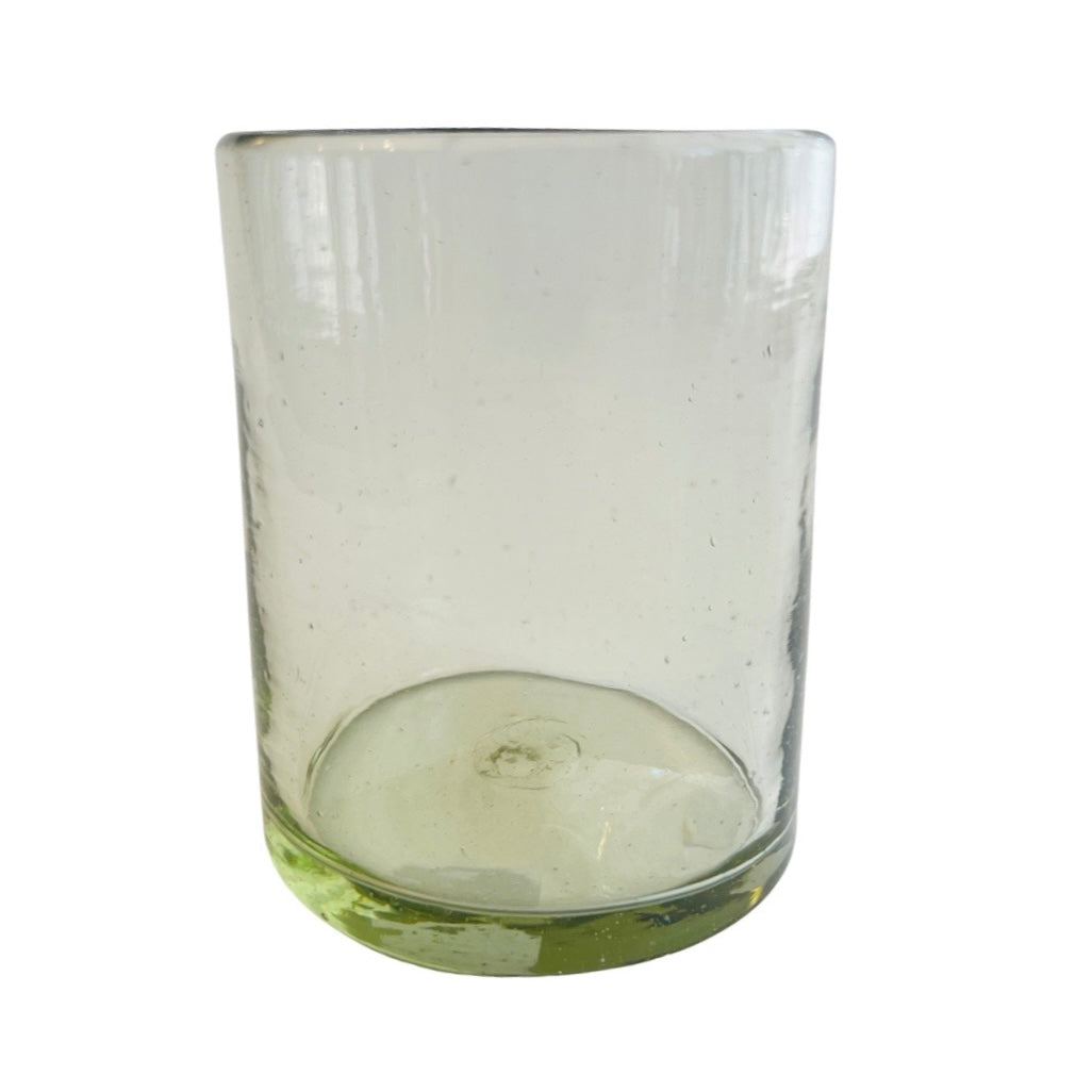 clear glass tumbler with very faint green tint