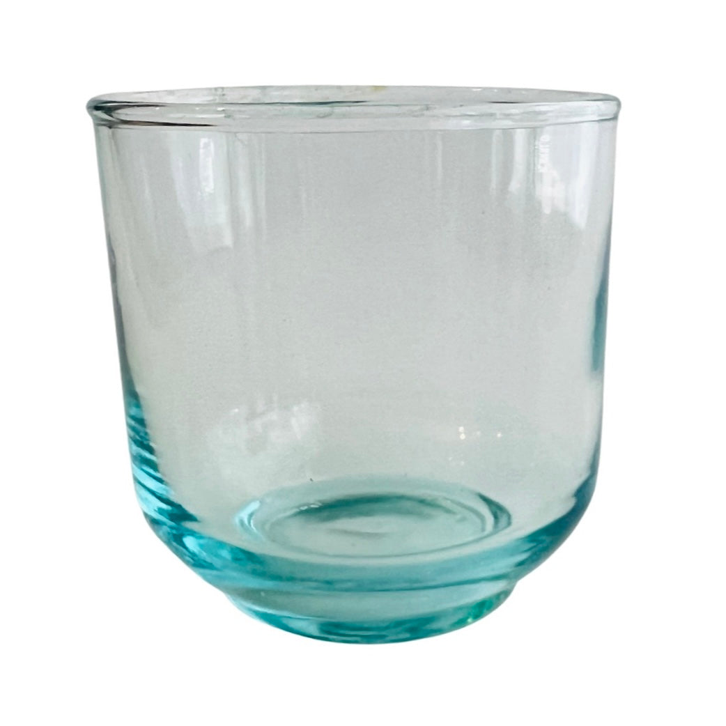 clear glass tumbler with very faint blue tint
