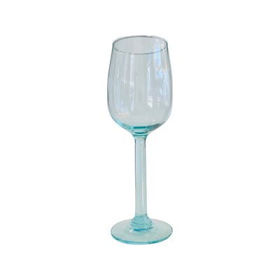 clear glass wine glass with very faint blue tint
