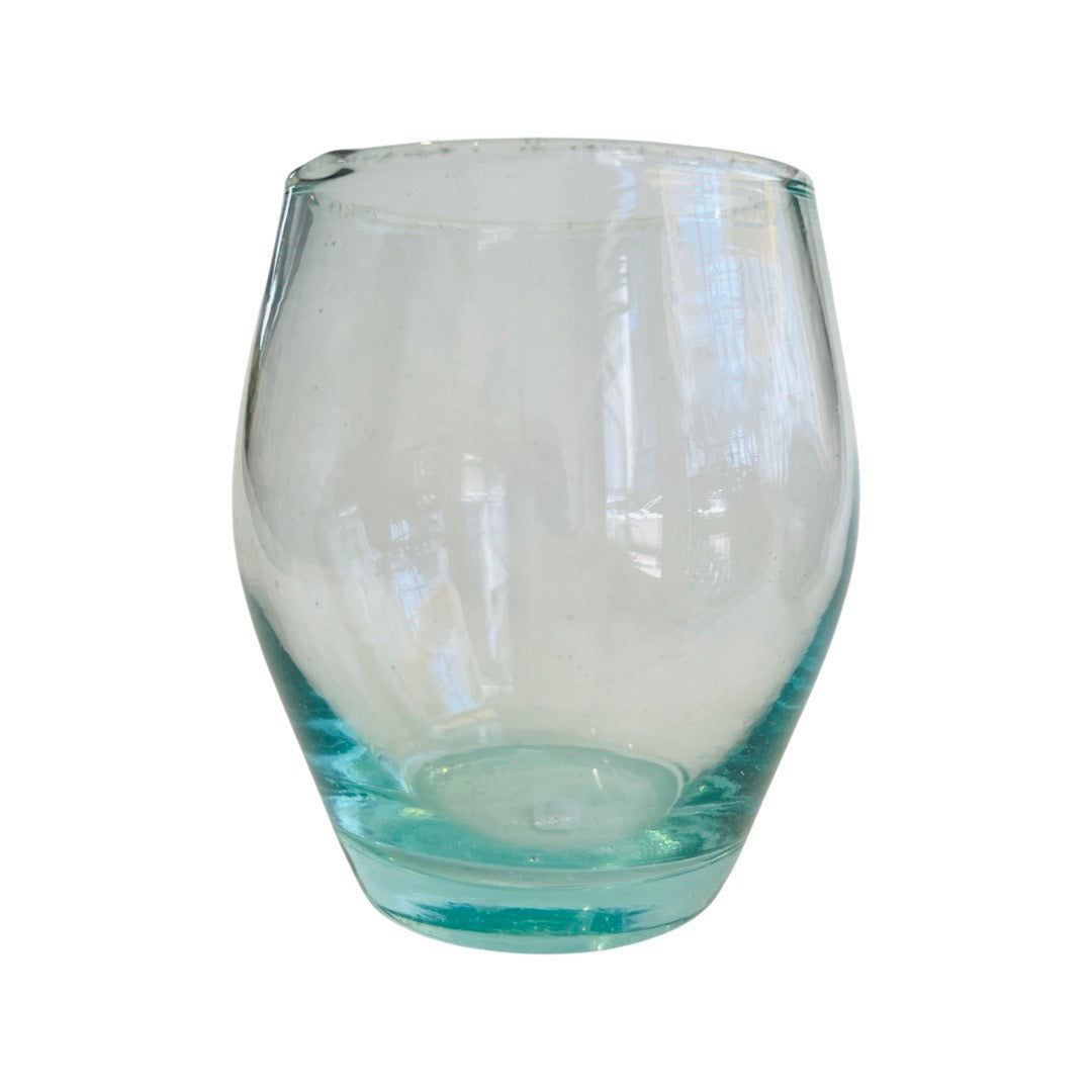 clear glass tumbler with very faint blue tint
