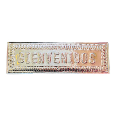 Hammered Aluminum Sign - Bienvenidos silver tin made in france