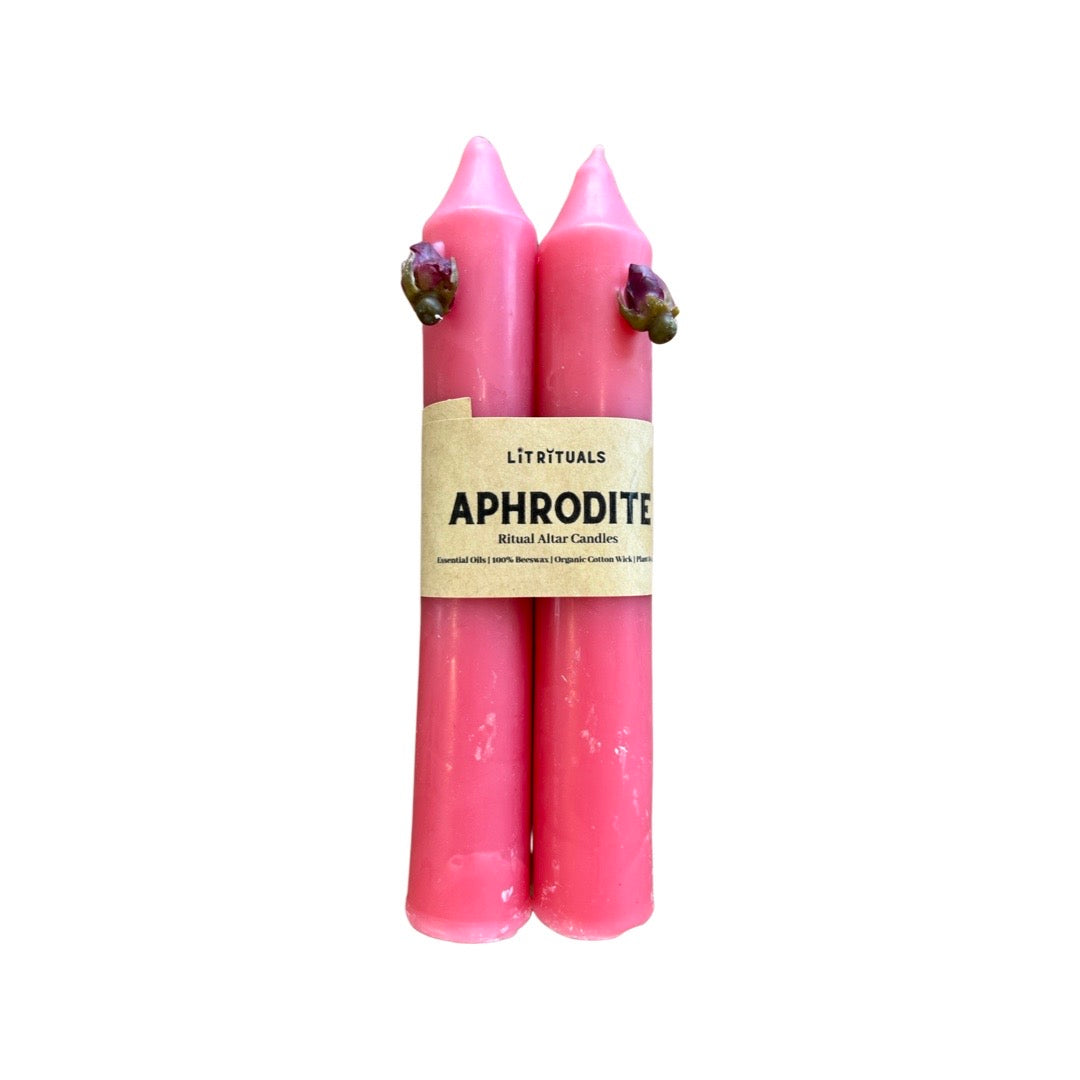 Pink Aphrodite Beeswax Altar Candles - Large