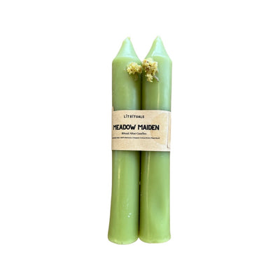 green Meadow Maiden Beeswax Altar Candles pair- Large