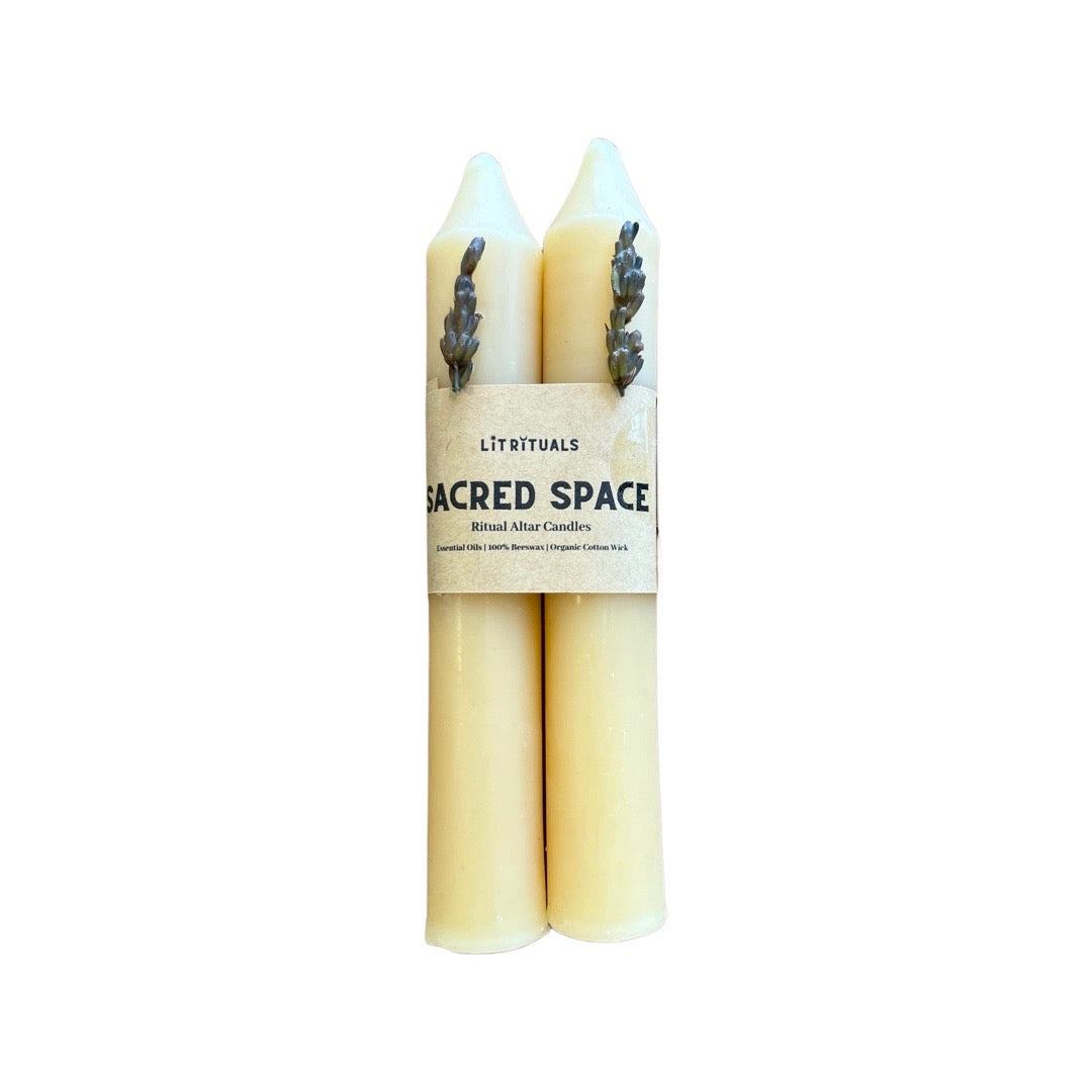 Ivory colored Sacred Space Beeswax Altar Candles - Large