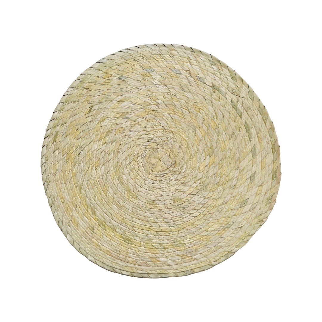 circular natural color placemat made from palm