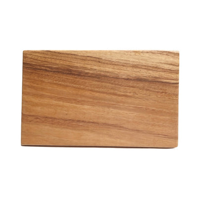 Birdseye view of rectangular wood cutting board.