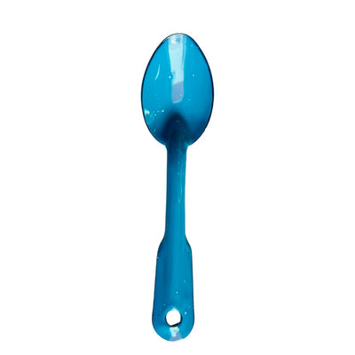 Top view of pewter turquoise enamel spoon in shorter height