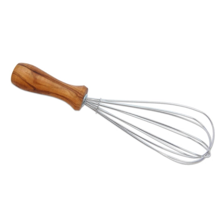 steel whisk with wood handle