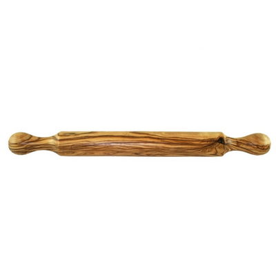 front angle of rolling pin carved from wood