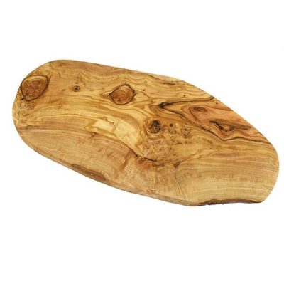 oval shaped cutting board carved from wood 