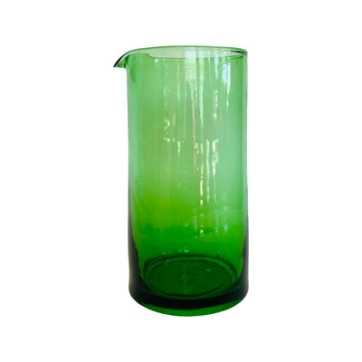 Front view of a green pitcher with no handle