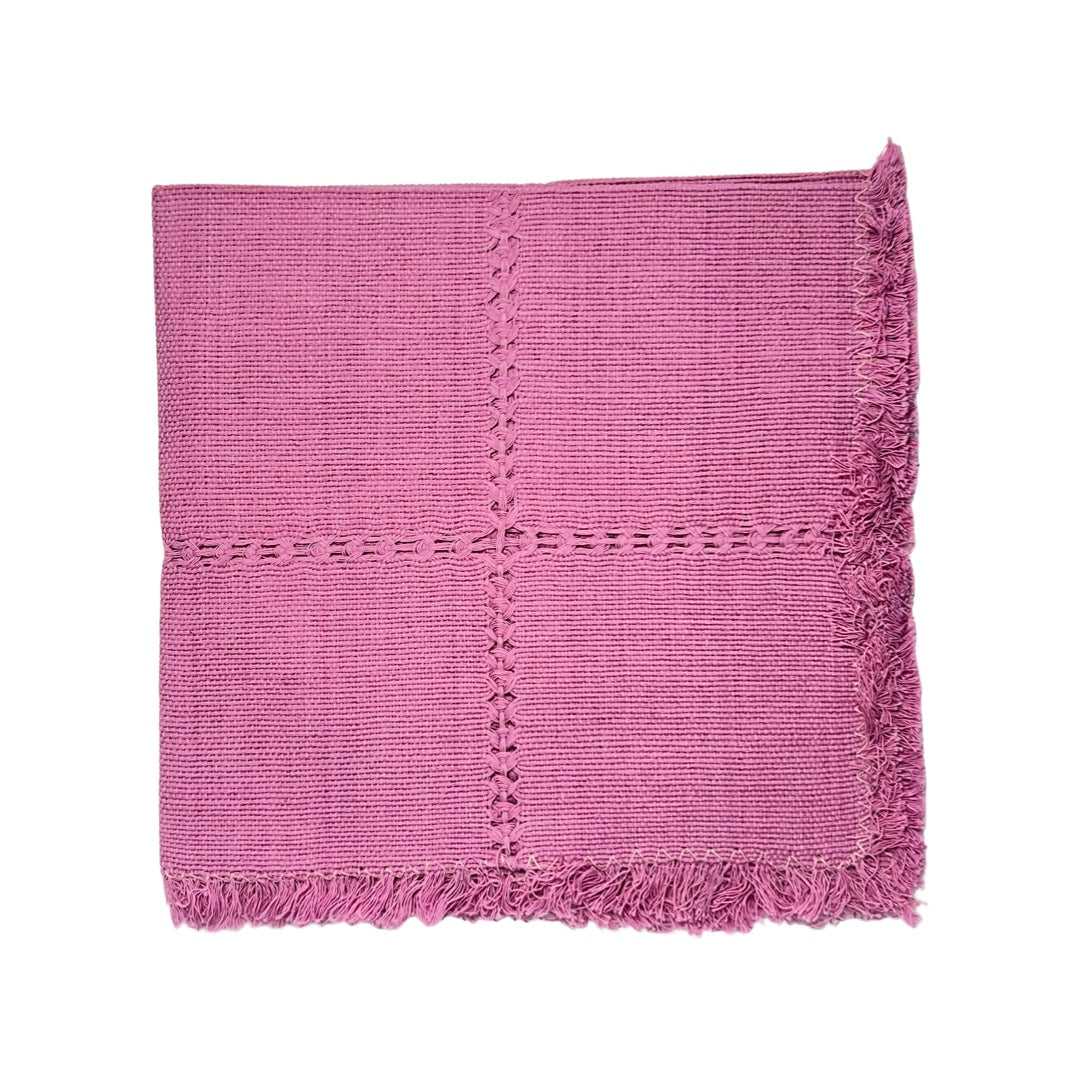Lavender handwoven cotton napkin quarter folded