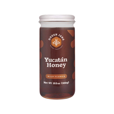 10.5 oz jar of Yucatan honey with a brown branded label.
