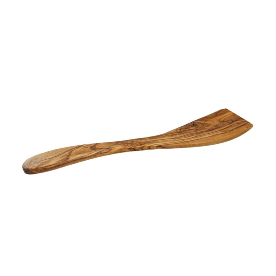 Side view of an olive wood spatula