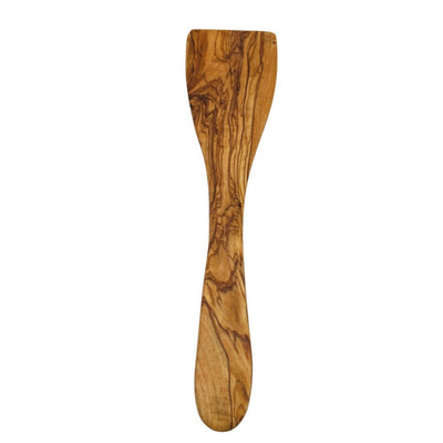top view of an olive wood spatula