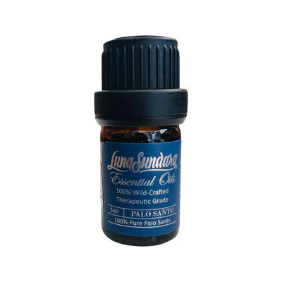 5ml bottle of essential oil with a blue label featuring silver lettering. 