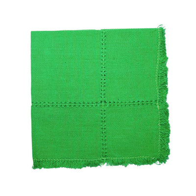 Garden green handwoven napkin quarter folded