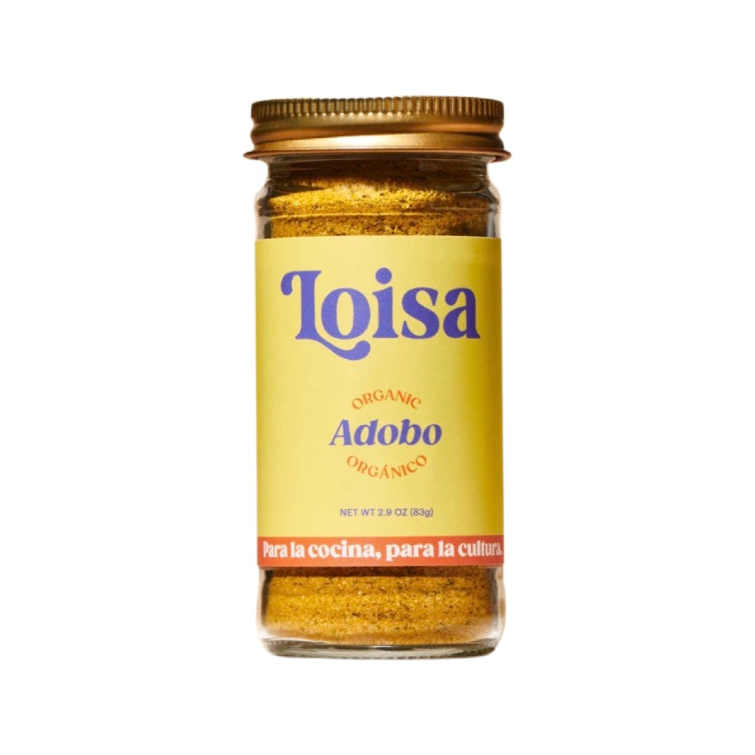 2.9 oz clear jar of adobo seasoning with a yellow brand label