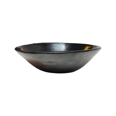 front view of Black clay salad bowl.