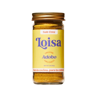 2 oz clear jar of salt-free adobo seasoning with a yellow brand label