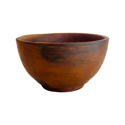 Front view of a smoked clay bowl
